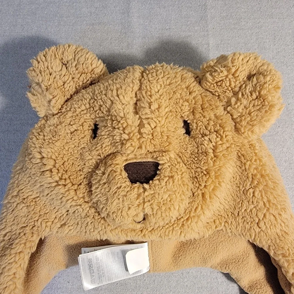 Baby Gap Bear Trapper Hat Toddler M/L Tan Excellent Sherpa Fleece Earflap Beanie